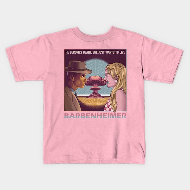 Barbenheimer Kids T-Shirt by Kerambawesi